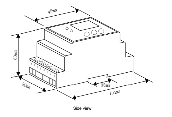 diamension of Single Phase Digital Energy Meter
