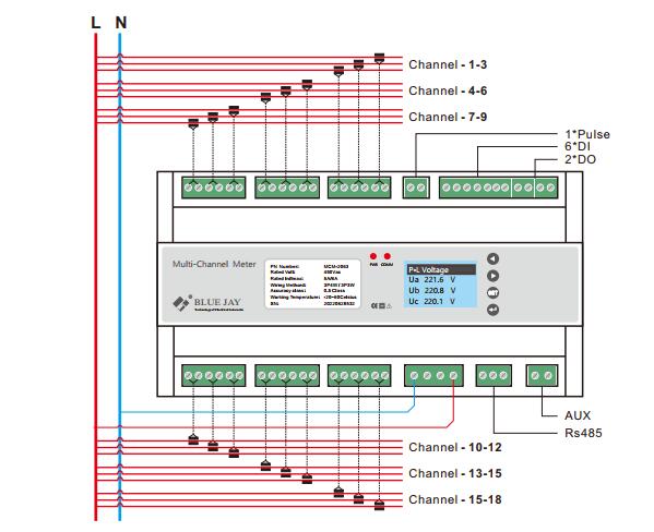 single phase circuit of MCM2600 multi channel power meter