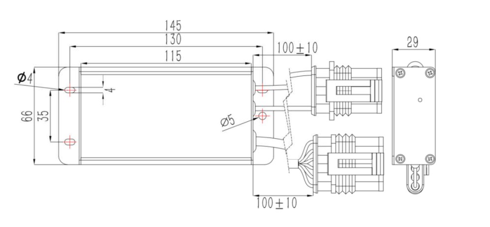 Dimension of JY1000-EV Insulation Monitoring Device for Electric Vehicle
