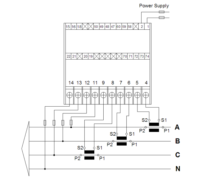 194J Y Z multifunction power meter with Ethernet port wiring