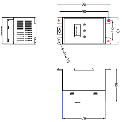 JY1000-AL Isolation Monitoring Device Dimension