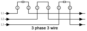 diragram of 3 phase 3 wire electric energy meter