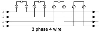 diagram of 3 phase 4 wire electric energy meter