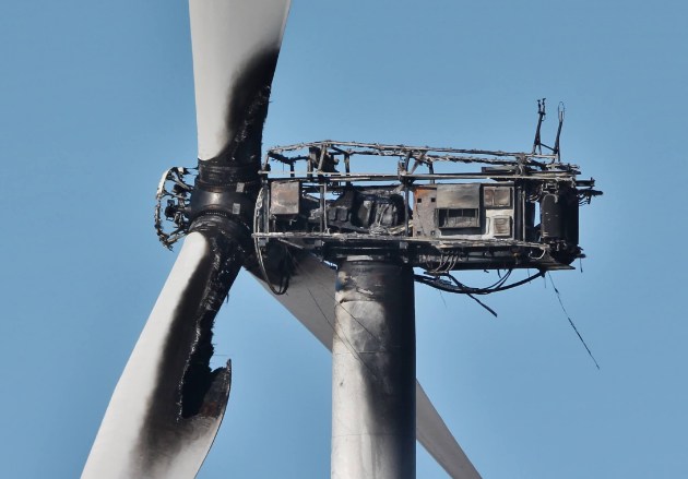 wind turbine damaged by arc flash