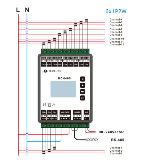 Single Phase 2 Wire installing a sub meter MCM400 energy meter