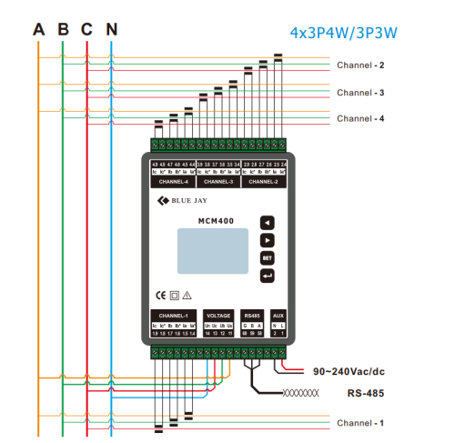 mcm400 energy meter 3 phase 3 wire & 3 phase 4 wire installing a sub meter